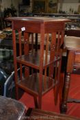 An Oak Arts and Crafts style Etagere/Lamp Table/Jardiniere stand, 16" x 15 5/8" x 36 1/2" high.
