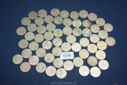 A large quantity of two shillings including Queen Elizabeth and 20 George VI coins.