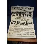 A Poster for 'Sale of Freehold Houses and Land in Whitecross Street, Hereford on 2nd August 1898'.