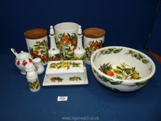 A quantity of Portmeirion 'Oranges and Lemons' china including fruit bowl, salt and pepper,,