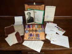 A quantity of War Memorabilia in a presentation box belonging to Sergeant Thomas Moffatt Donaghy of