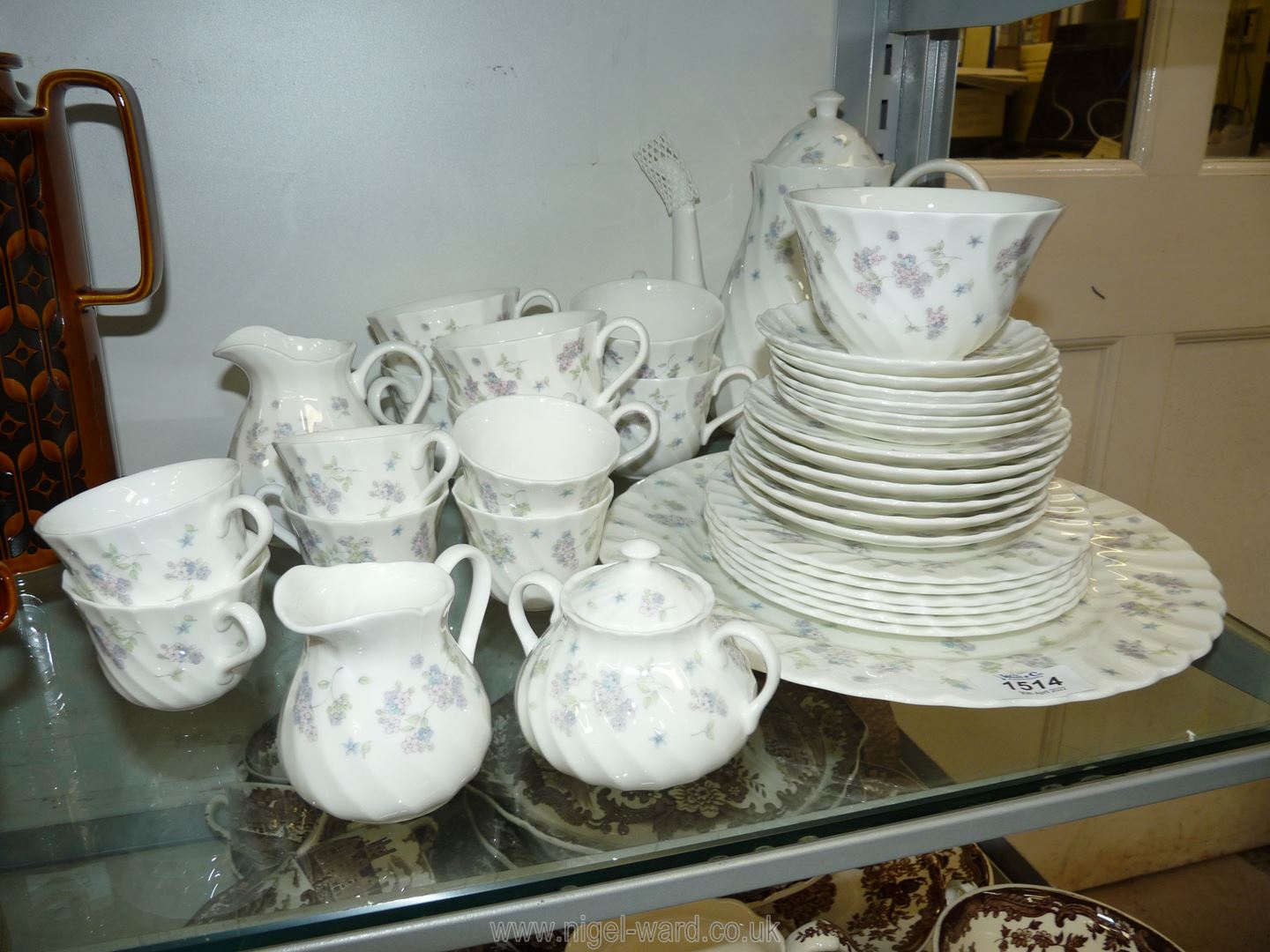 A Wedgwood ' April Flowers' coffee and tea set for six (teapot absent).