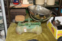 An early 20th c. cast iron grocers Scales with later bowl, made by a well known manufacturer F.J.