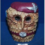 A novelty sculpture of an Owl made from clay with The Parachute Regiment beret,