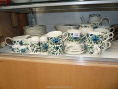 A quantity of green and blue floral pattern Midwinter china including coffee and teapot,