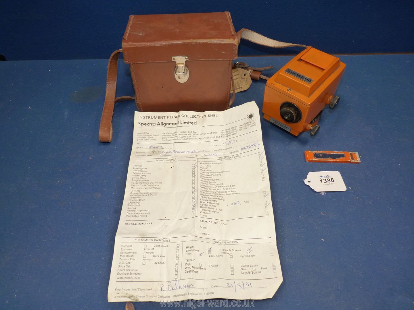 A Vickers Instruments VCTS VLO-AC Surveying Instrument with leather case.