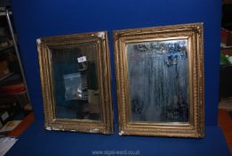 A pair of early gilt framed Mirrors, (some losses mainly to one), overall approx. 18 1/2" x 15".