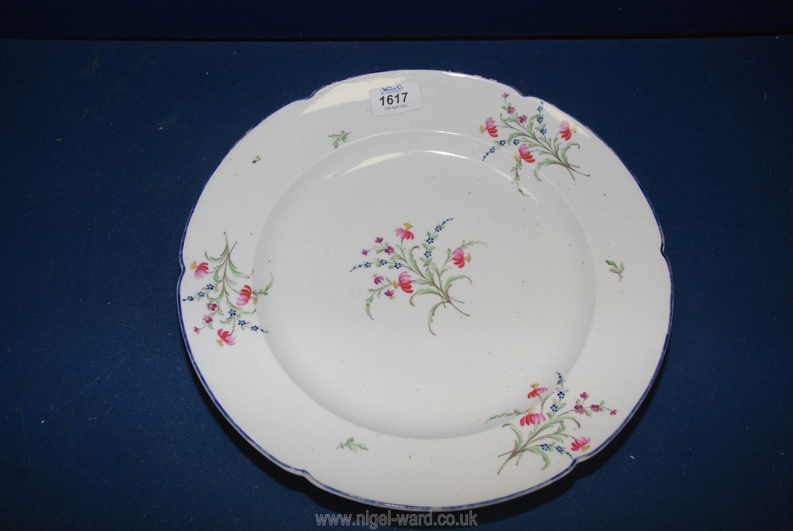 A French Niderviller porcelain 13" charger circa 1790, in nice condition, marked on the base.