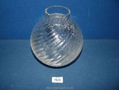 A Tiffany and Co. large vintage crystal globular vase in optic swirl pattern 9" tall.
