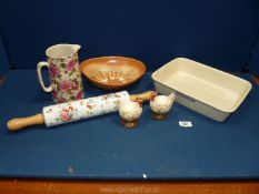 A small quantity of china including Emma Bridgewater oven dish and similar rolling pin,