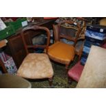 A pair of circa 1900 side Chairs having turned and fluted front legs.