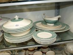 A Royal Doulton green and white 'Cascade' dinner service including three large meat plates,
