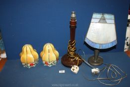 Two table lamps including Treen and pewter,