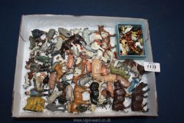 A quantity of Britain's lead farm animals and figures.