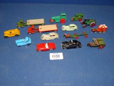 A quantity of Britain's Lilliput vehicles, horse drawn cart and Lesney vehicles etc.