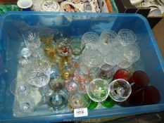 A quantity of various glasses including three Stuart Crystal, four red lemonade,