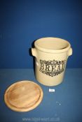 A Moira pottery stoneware bread bin (having wooden lid) a/f.