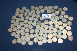 A quantity of Queen Elizabeth sixpences, (approx. 100 in total).