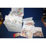 A quantity of loose English and Foreign stamps and a quantity of penny red stamps, etc.