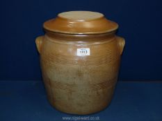 A Bread Crock with lid, 13'' tall.