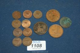 Nine Farthings and an 1868 penny, etc.