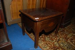 An Edwardian Mahogany box Commode having cross-banded decoration and rope effect stringing,