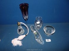 A small quantity of glass including Stuart Crystal atomiser, small Edinburgh candy bowl,