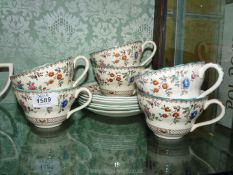 Six Copeland Spode 'Royal Jasmine' breakfast cups and saucers,