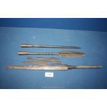 Five antique and vintage ethnic spear heads.