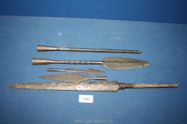Five antique and vintage ethnic spear heads.