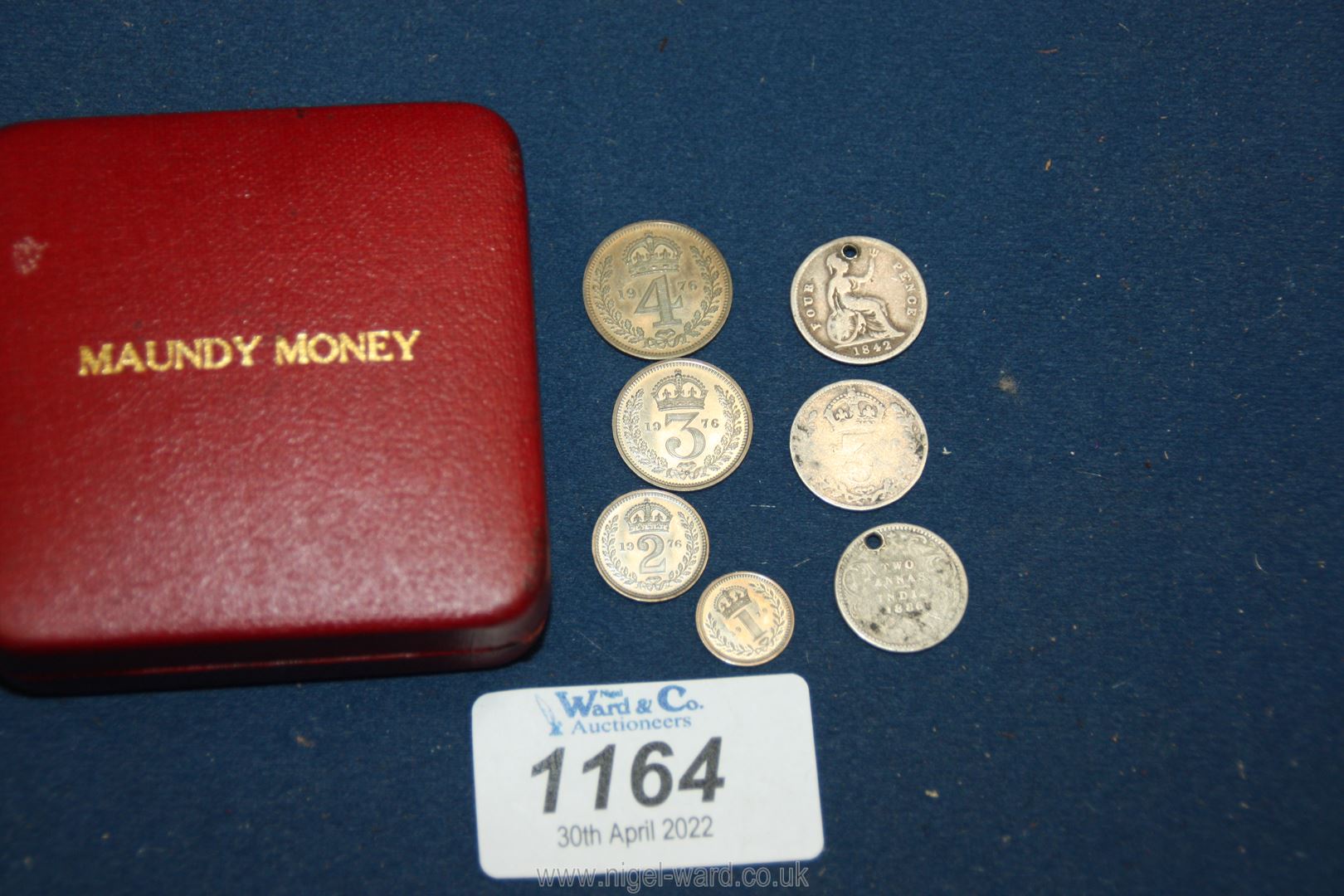 A cased set of four Maundy 1976 silver coins, including 4, 3, 2 and 1 pence pieces, - Image 2 of 2