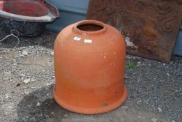 A terracotta rhubarb forcer, 18 1/2'' high x 18'' diameter approx. (small crack).