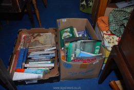 Two boxes of books, theatre programmes,