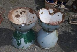 Two aluminium planters converted from light shades.