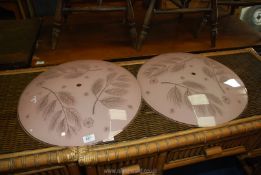 A pair of glass ceiling shades 20 1/2" diameter.