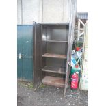 A metal stationary cupboard with three shelves, 6' high x 36" high x 18" deep.