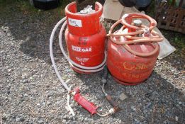 Two LPG gas bottles (empty) with blow torches.