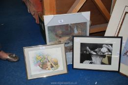 Three framed prints, Monet etc.