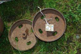 Pair of Bellow & Son cast wheels.