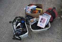 A quantity of DVD's, cable assortment and extension leads for scrap.