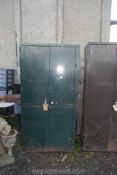 A metal stationary cupboard with three shelves a/f, 6' x 36" wide x 18" deep.