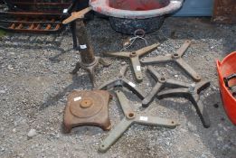 Cast iron swivel bases.