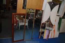 A quantity of mirrors plus a cream triptych dressing table mirror.