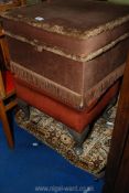 Three upholstered footstools with under storage