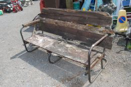 An old tubular framed Bench for restoration, 63" long.