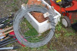 A roll of plain fencing wire.