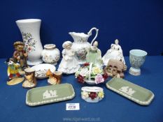 A quantity of china to include; Aynsley 'Pembroke' jug & vase and 'Cottage Garden' lidded jar,