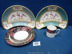 A Grafton china Tudor Rose trio and a pair of Minton made for T. Goode & Co. half moon side plates.
