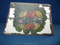 An old Barge ware block with painted rose motif