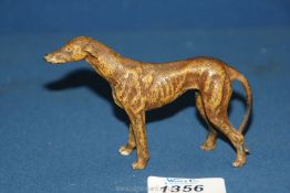 An early 20th c. Austrian cold painted bronze figure of a greyhound, 4 1/4" x 3" high.